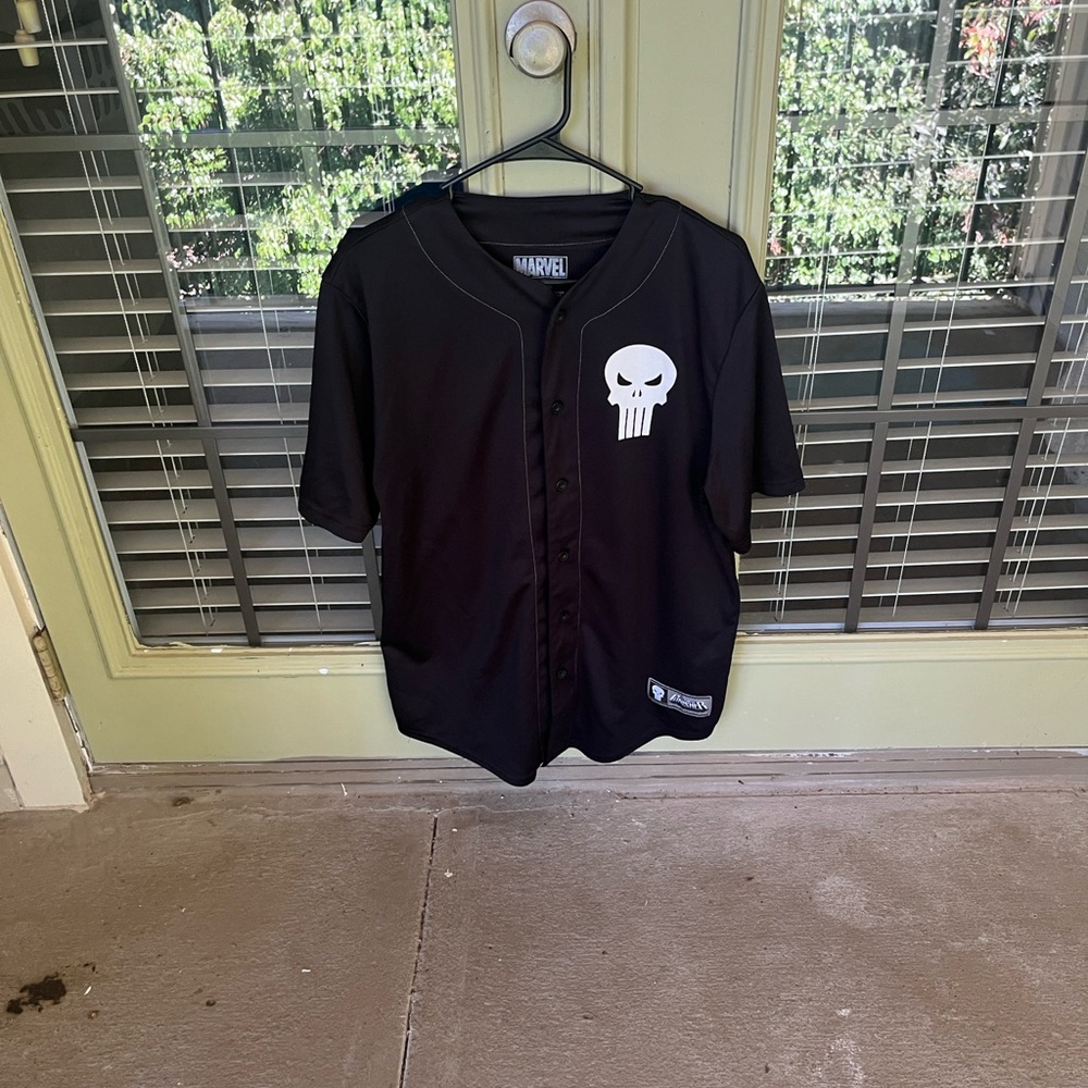 Marvel Black and White Punisher Men's Jersey
